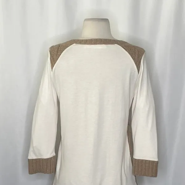 Anthropologie PILCRO Dually Clad Twofer Sweater Top Brown Wool Cable Knit M - Image 8