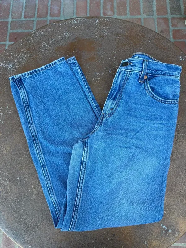 Levi’s blue denim straight leg high rise jeans DAD jeans Size 25 - Image 2