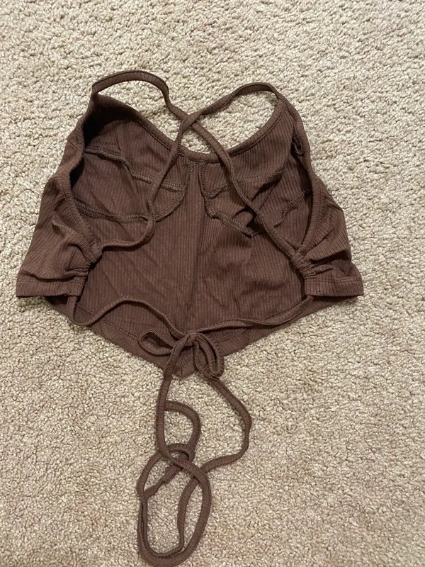 Cropped Tank Top Brown - Image 2