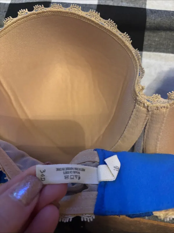 Aerie blue lace strapless bra 34D - Image 3