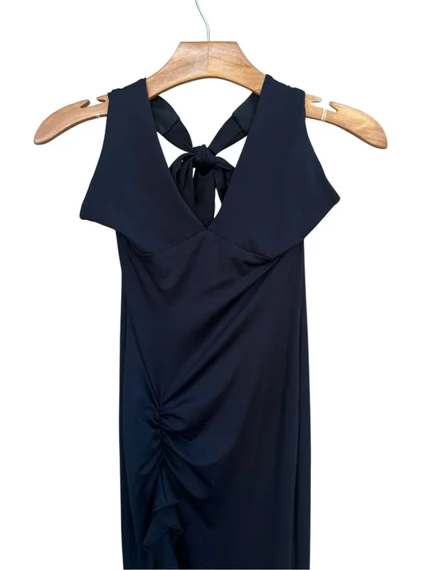 Peppermayo Black Halter Top High Slit Ruched Maxi Dress Size 4 New with Tags - Image 4