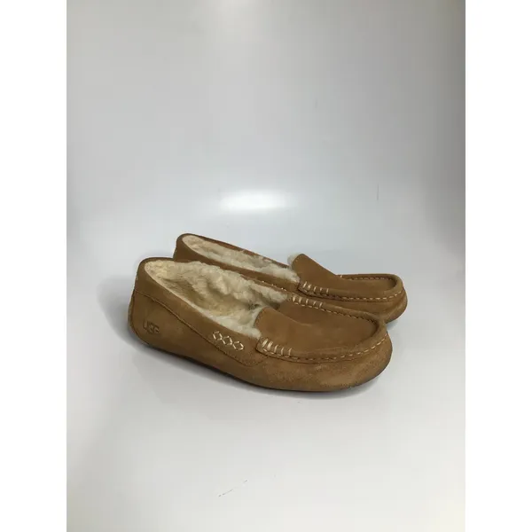 UGG Ansley Moccasin Slippers Women 6 Chestnut Brown Good Suede Wool 1106878 - Image 3
