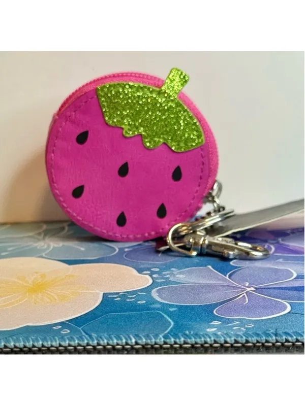 NEW Pink Strawberry Coin Purse Keychain NWT - Image 3