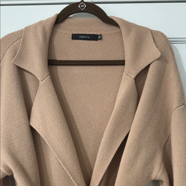 Women's Tan Belted Coat Size XL - Image 3