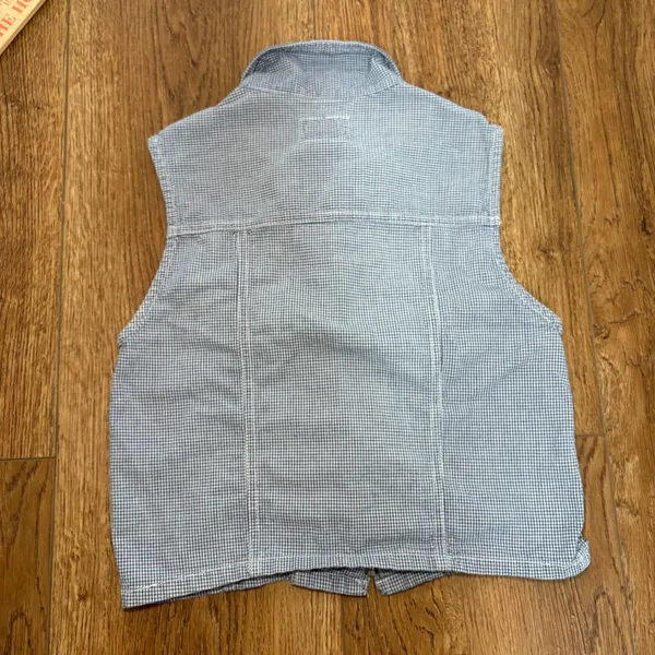 VTG 90s Blue Gingham Vest Zip Up 100% Cotton‎ Womens XS/S Cottagecore Cropped - Image 9