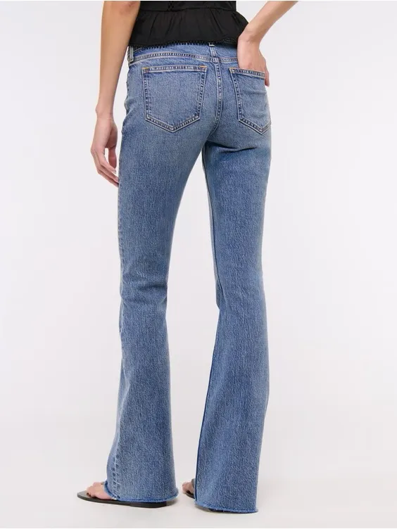 Abercrombie & Fitch Mid Rise Bootcut Frayed Hem Jean - Image 3