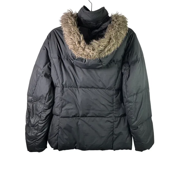 Columbia Puffer Jacket Down Fill‎ Faux Fur Trim Hood Black Women Size S XL5984 - Image 2