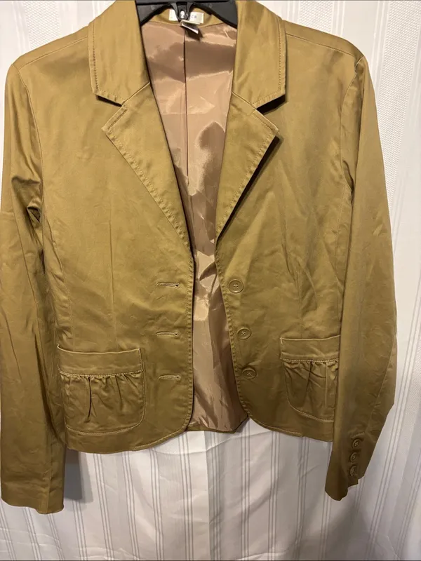 Old Navy Mustard Tan Cotton Blazer Jacket - Image 5