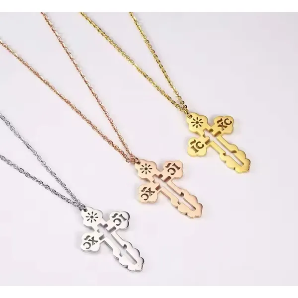 Boutique Orthodox Christian Cross Necklace Religious IC XC Pendant Gold Plated 316L 18-20 - Image 4