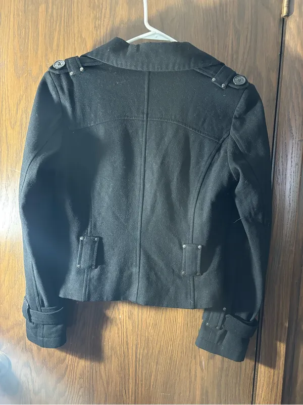 Vintage Tom Wolfe black cropped gothic, tactical aesthetic wool jacket Size 12 - Image 7