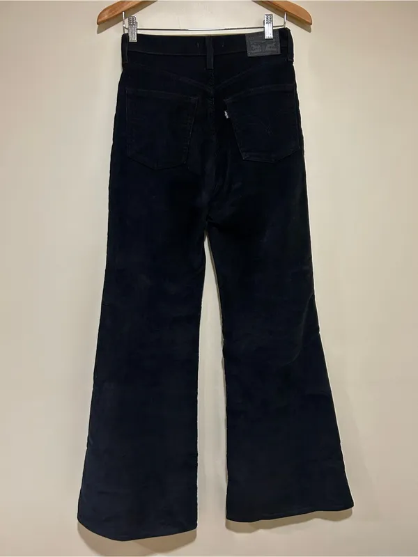 Levi's Ribcage Bell Black Corduroy Flare Pants Size 27 - Image 5