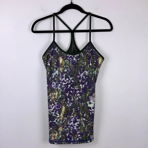 Lululemon Power Y Tank Top Luon Floral Sport Multi Gator Green Women’s Size 10 - Image 3