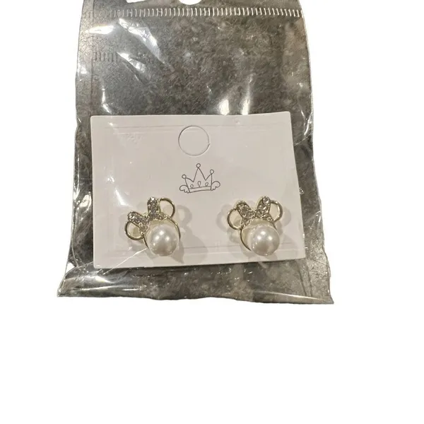 Fashion gold plated Disney Minnie Ears With Bow earrings - Image 4