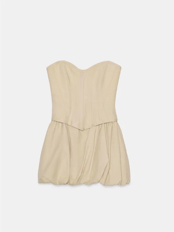 ZARA Strapless Beige Corset Top - Image 2