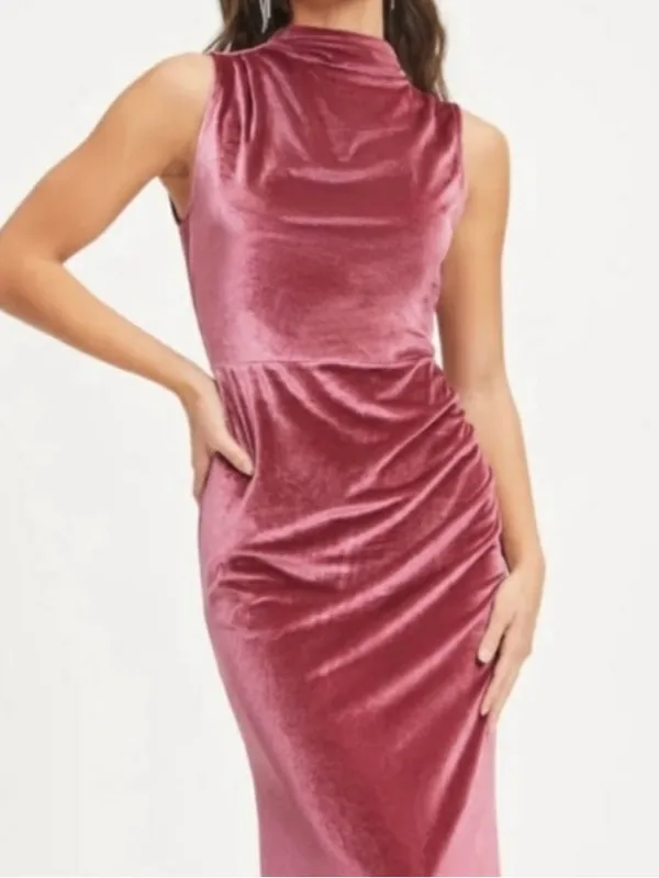 Vici Sweetest Hello Velvet Drape Maxi Dress in Mauve - Image 11