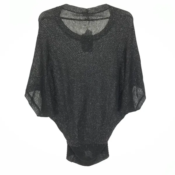 NWT Womens One Size Millau Black Batwing Metallic Accent Knit Sweater - Image 3