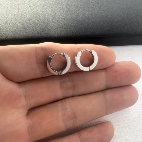 CZ Small Silver Hoop Earrings for Men Women Streetwear Unisex Style - Image 5