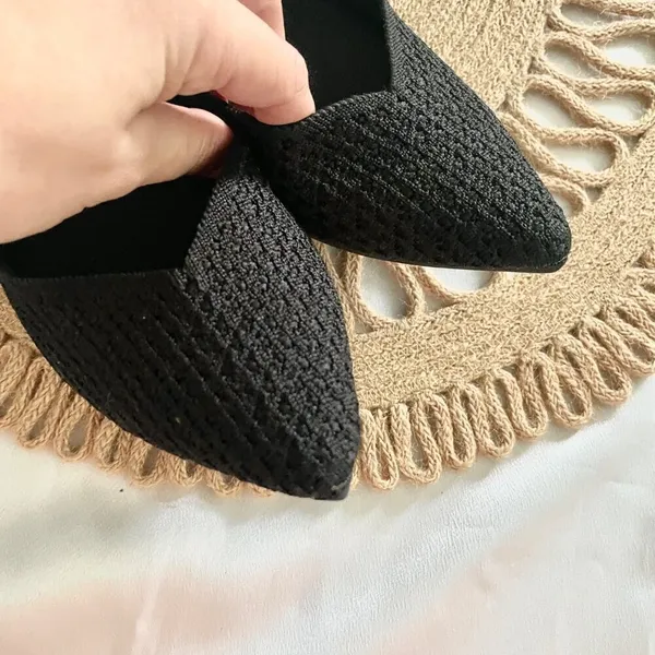 Rothy's The Point Toe Flats in Black Honeycomb Knit Size 8 - Image 8