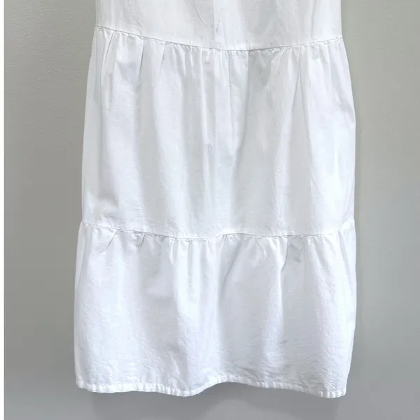 Mercedes Campuzano Women's Boho White Smocked Tie Front Tiered Maxi Dress XS - Image 4