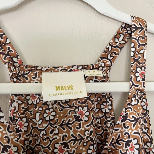 anthropologie maeve Aryana Button Up Floral 4 Boho Silky Blouse Sleeveless Tunic - Image 3