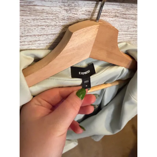 Express Women Sage Green Double Breasted Blazer Tailored Jacket Size Medium - Image 5