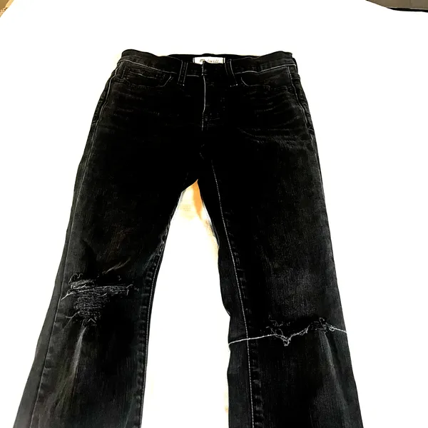 Madewell 9” High Rise‎ Skinny Distressed Knees Womens Size 25 Faded Black Jeans - Image 5