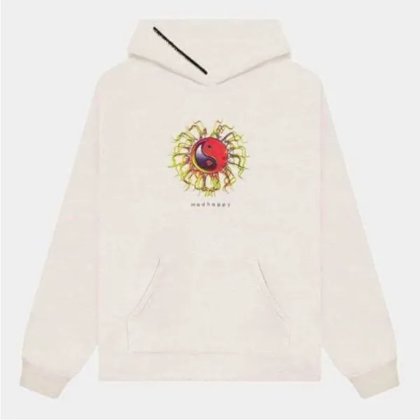 NEW MADHAPPY limited edition ying yang cream hoodie size S‎ - Image 3