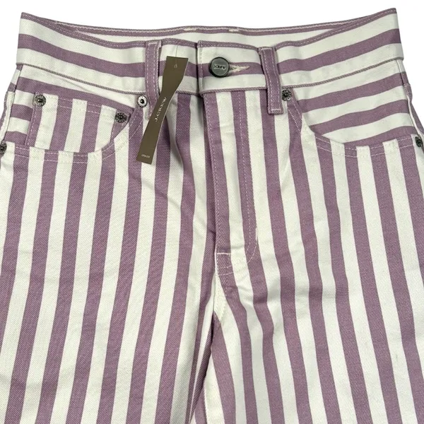 J Crew Everyday Wide Leg Ankle Jeans Womens 24 Purple Striped High Rise New - Image 2