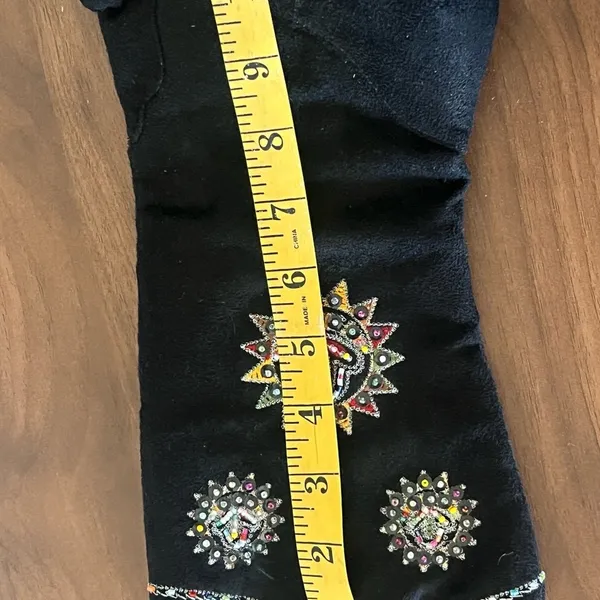 Splash fusion Foot Wear Black Velvet Embroidered Western Heel Boots Size 7 - Image 7