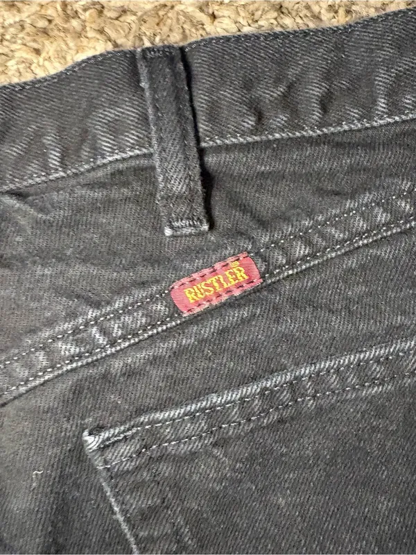 Rustler Black Denim Cutoff Shorts 100% Cotton - Image 4