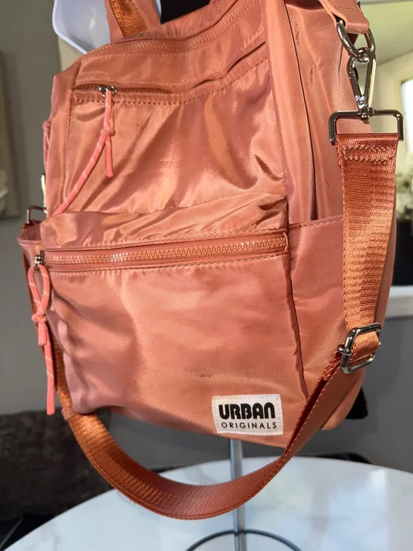 Urban Originals Coral Satin Backpack with Multiple Zips - Image 6