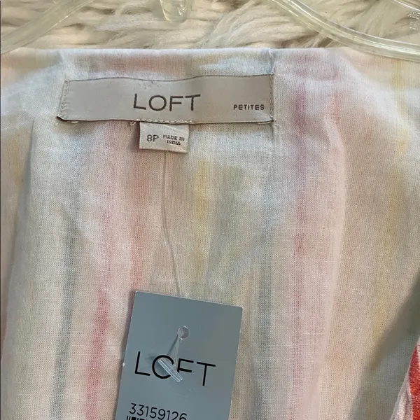 LOFT Colorful Striped Midi Summer Dress bottoms down size 8P brand new - Image 10