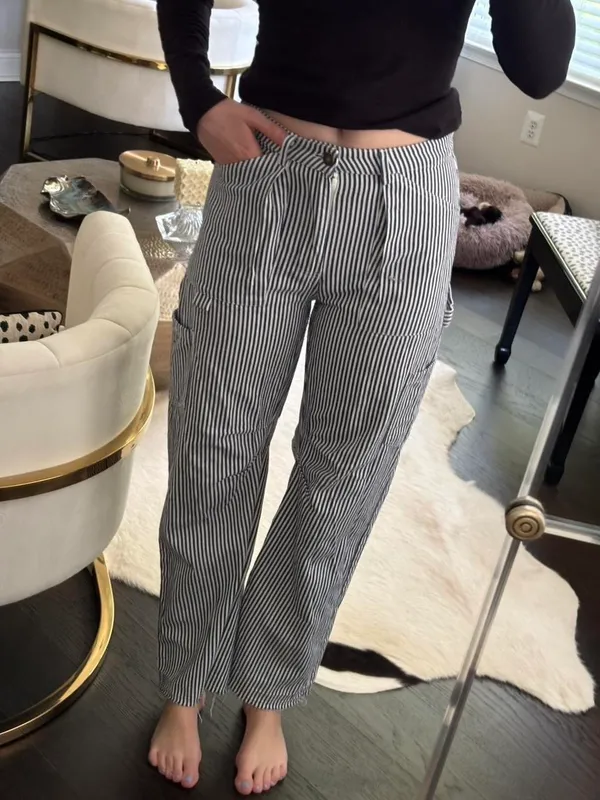 Lioness Navy and White Striped Cargo Denim - Image 7