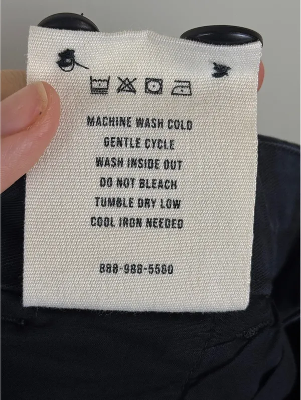 Buck Mason Women’s Black Straight Leg Cotton Lyocell Pants Size 25 Raw Hem - Image 13