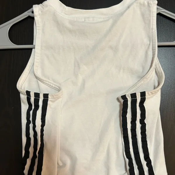 Adidas White Tank Top with Black Stripes - Image 5