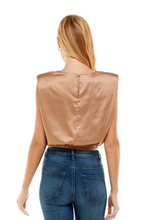 The Clothing Exchange | NWOT | Satin Muscle Top | S | Bronze | CT7484 - Image 5