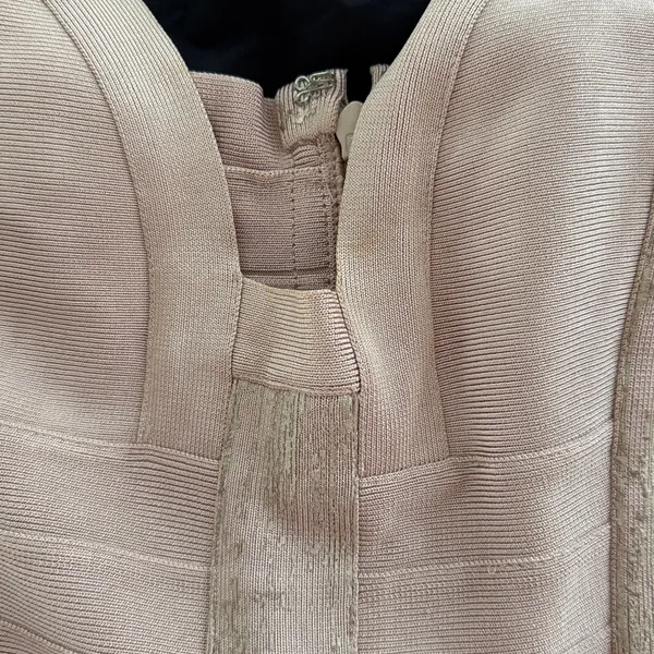 Herve Leger Blush and Silver Mini Dress Size Small - Image 9
