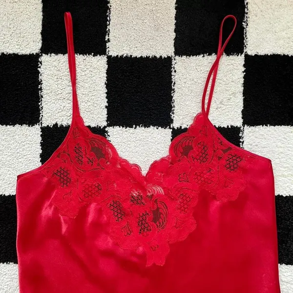 Vintage Victoria’s Secret Red Satin Slip Dress M - Image 3