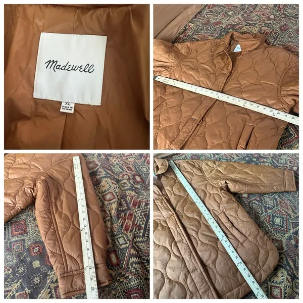 Madewell Air Puff Quilted Shirt Jacket, Warm Coffee Brown Rust, Women's XL - Image 8