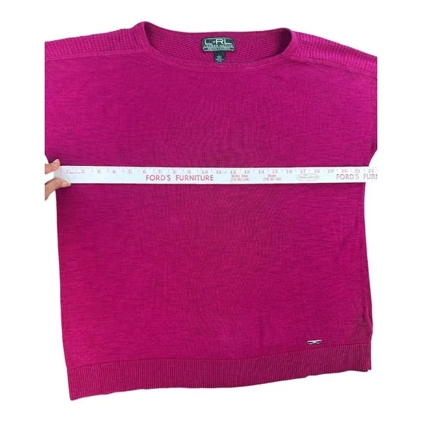 Lauren Active Ralph Lauren Women's Large Cotton Pullover Sweater‎ Fuchsia Pink - Image 5
