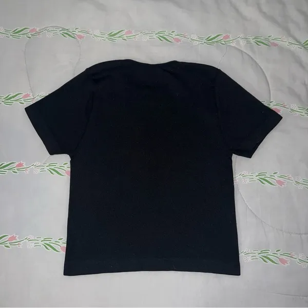 Black ribbed baby tee. Size M - Image 2
