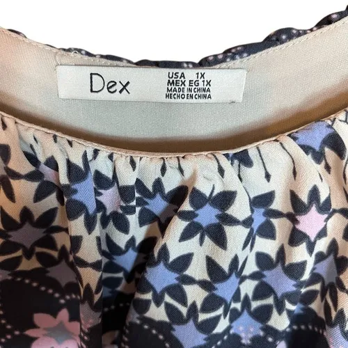NWT DEX Maxi Dress 1X Navy Floral Boho Tiered‎ Puff Elastic Sleeves Flowy Spring - Image 6