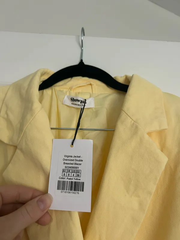 New Showpo Virginia Jacket Oversized Double Breasted Blazer Yellow MSRP $129 - Image 10