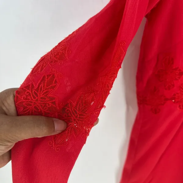Gianni Bini Mini Dress Womens XS Red Viscose Lace Cutout Detail Keyhole Back‎ - Image 6