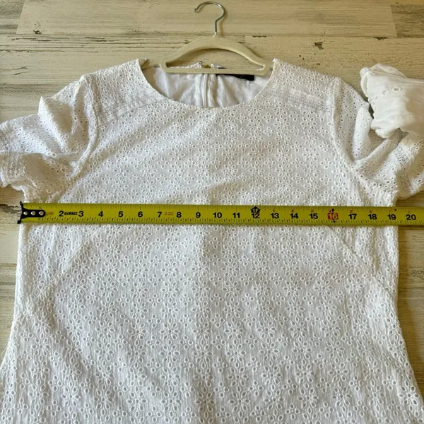 Lauren Ralph Lauren White Cotton Voile Floral Eyelet Long Sleeve Dress‎ Boho - Image 13
