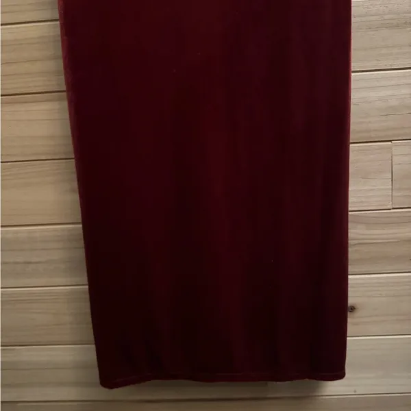 NWT Taylor Size 2/XS Strappy Red Orange Cowlneck Velvet Midi Dress - Image 3