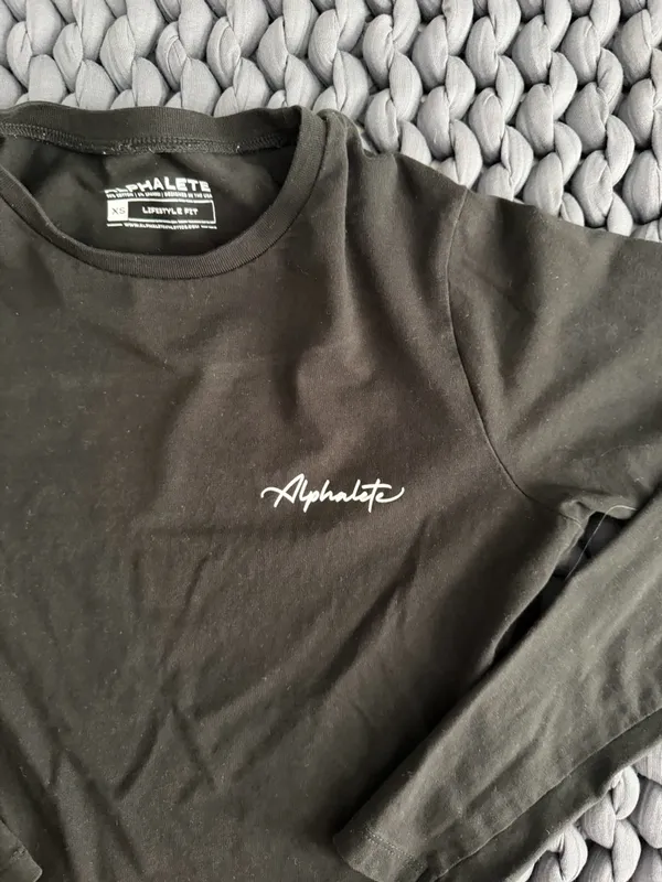 Alphalete Black Crewneck Tee with Script Logo - Image 2