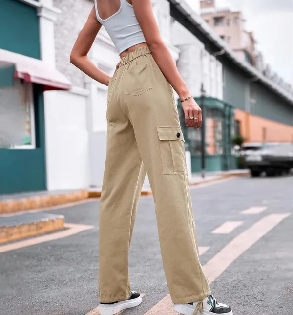 High Waisted Cargo Pants Khaki Tan Size 6 - Image 3