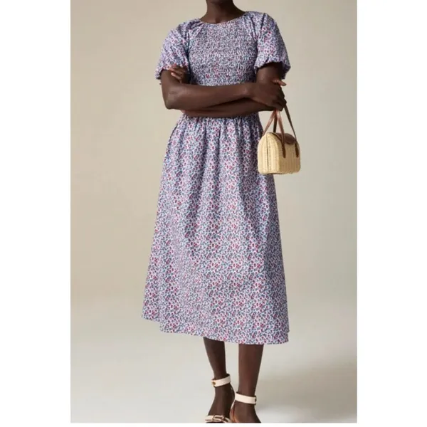 J. Crew Meadow Floral Smocked Midi Dress Cottagecore Prairie Modest Womens XL - Image 15