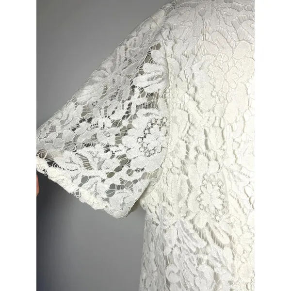 Jessica London Womens Dress White‎ Lace Short Sleeve Handkerchief Hem Size 20W - Image 12